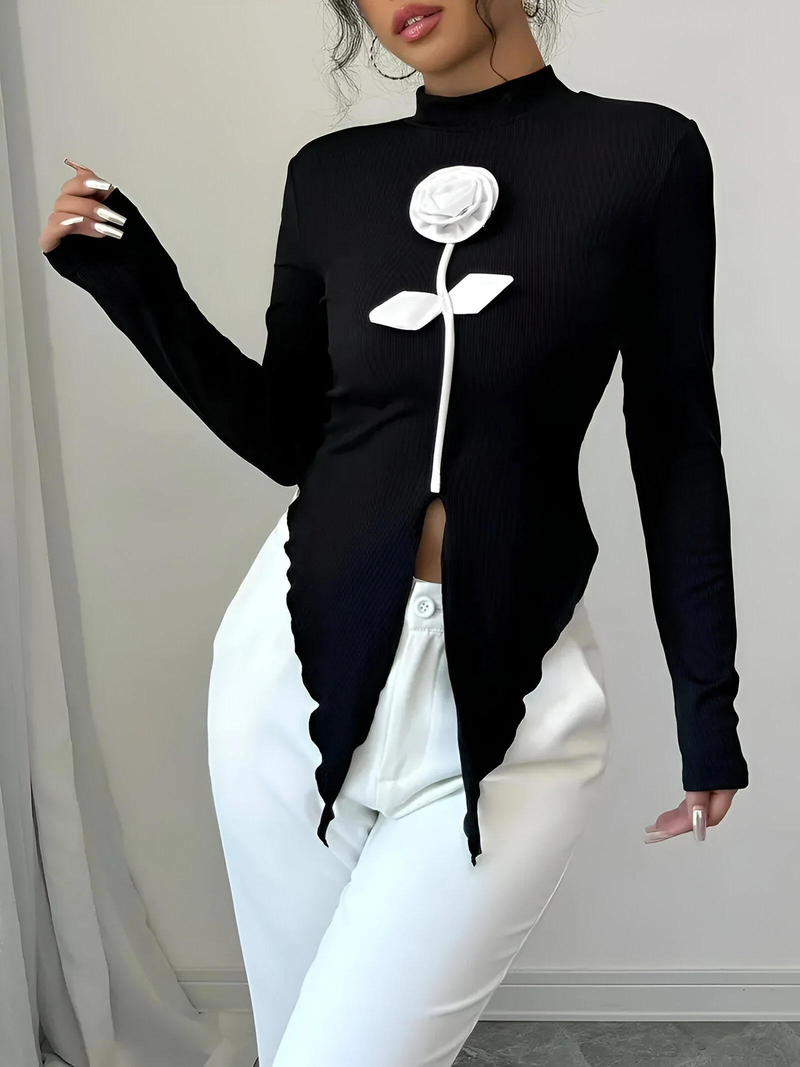 Bay - Elegant T-shirt met Hoge Kraag - Image 5