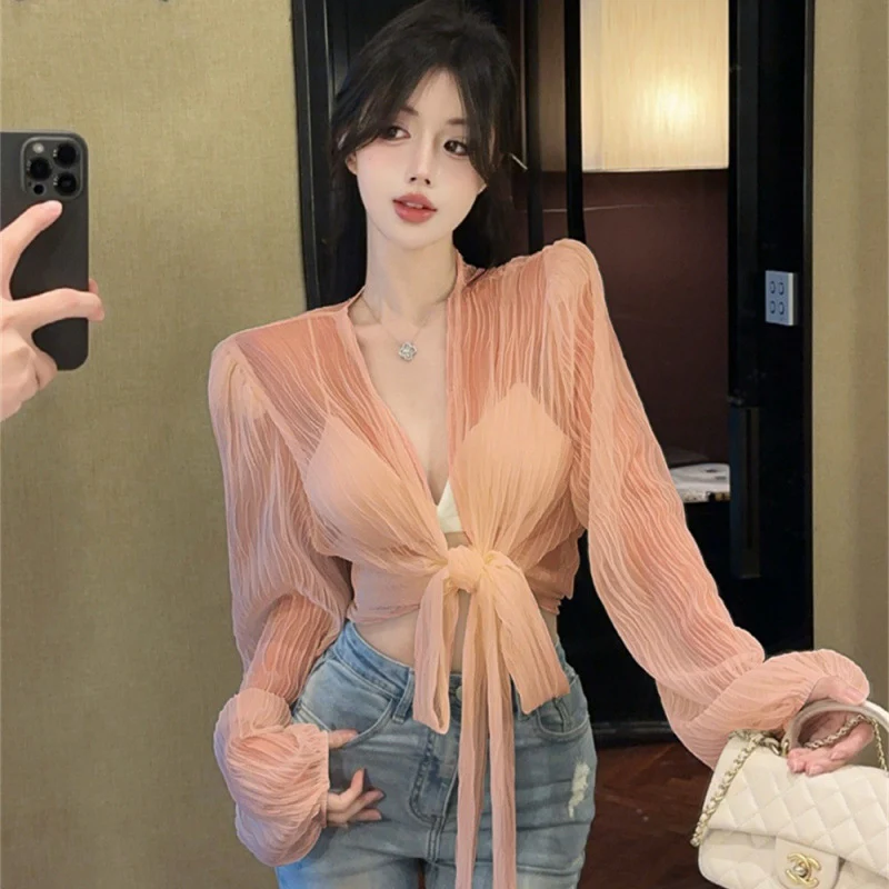 Bylle - V-hals Blouse met Strik en Ruches - Image 7