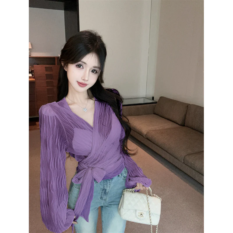 Bylle - V-hals Blouse met Strik en Ruches - Image 9