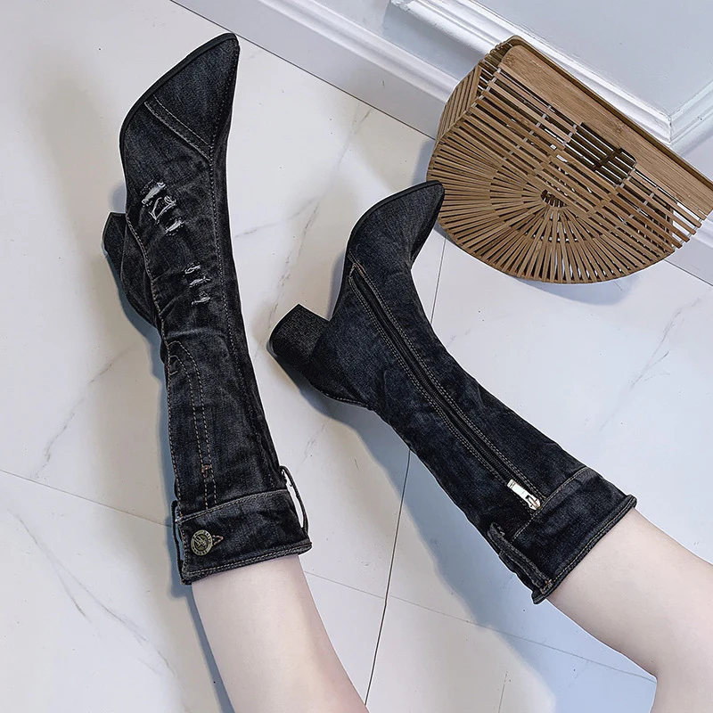 Daisy - Denim Statement Boots - Image 8
