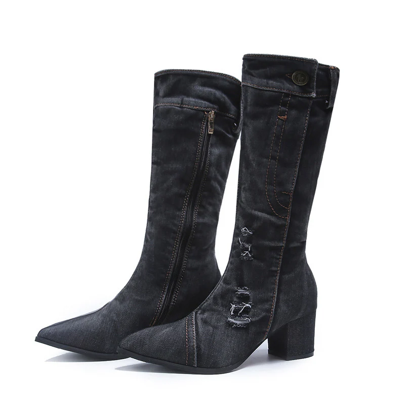 Daisy - Denim Statement Boots - Image 9
