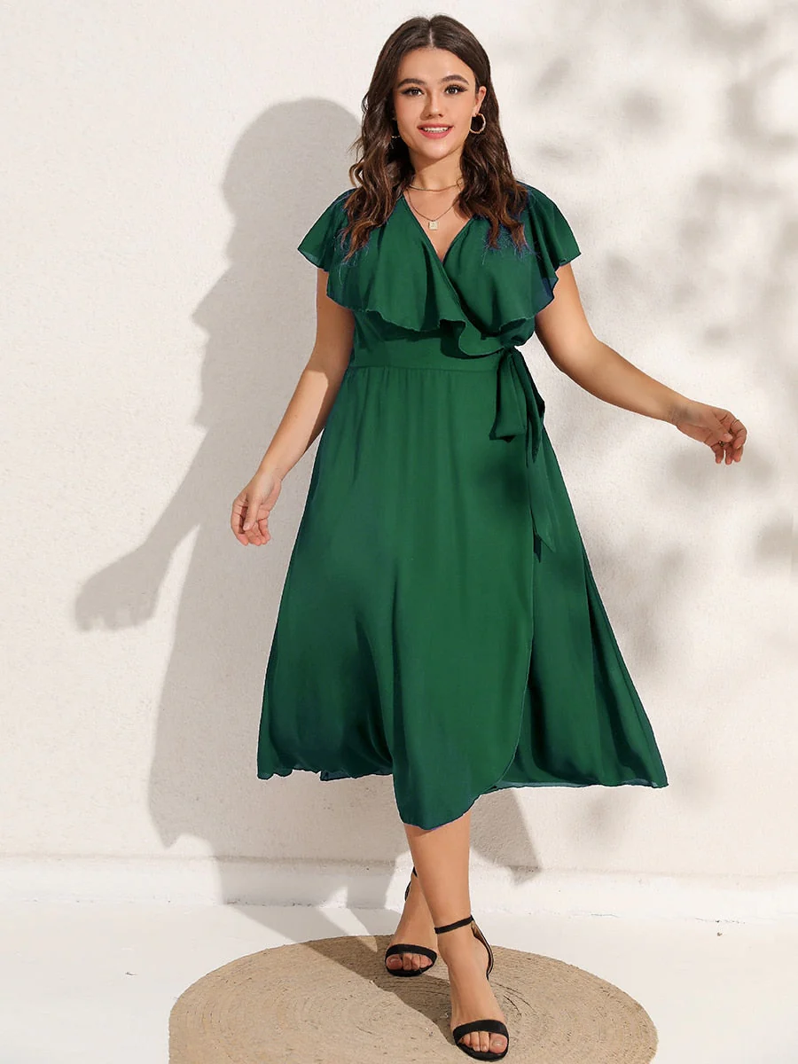 Elora - Wikkeljurk met Korte Mouwen en V-hals (Plus Size) - Image 3