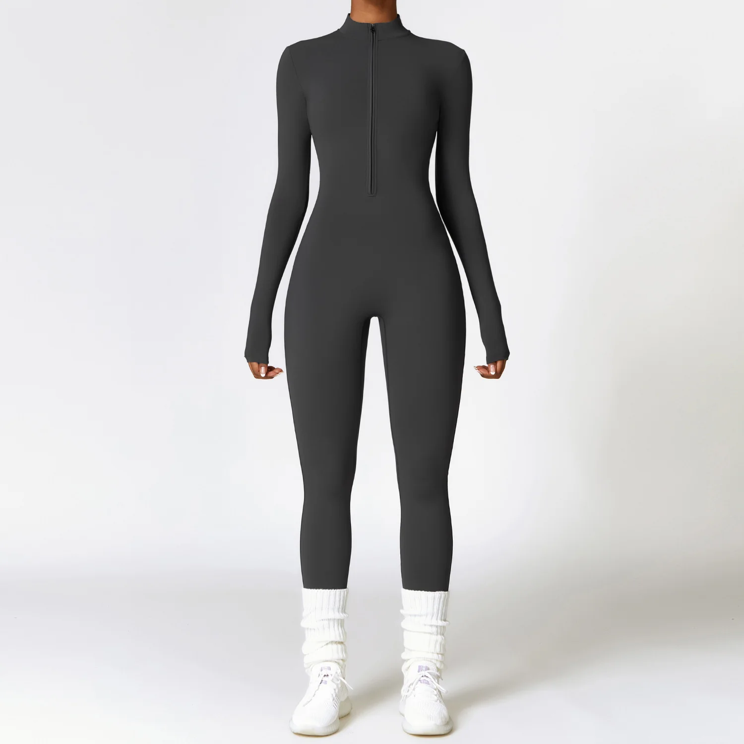 Winter Fleece-lined Yoga Jumpsuit Long Sleeve Warm - Image 11