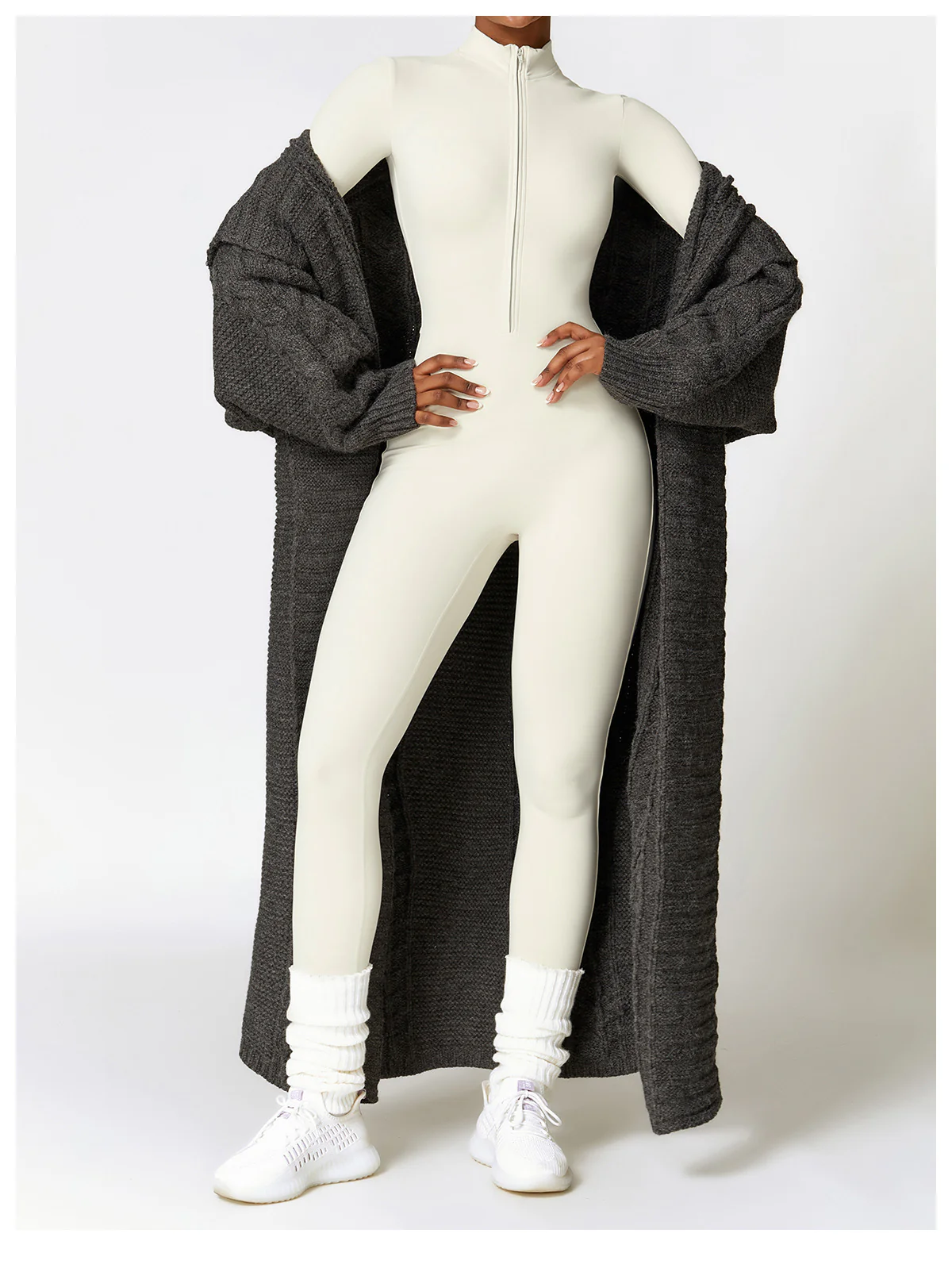 Winter Fleece-lined Yoga Jumpsuit Long Sleeve Warm - Image 6